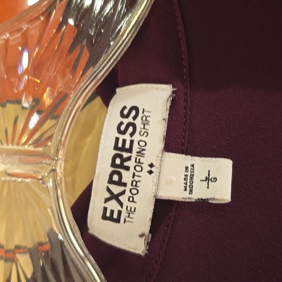 Express Portofino Shirt in Dark Burgundy Size Large - Picture 5 of 5